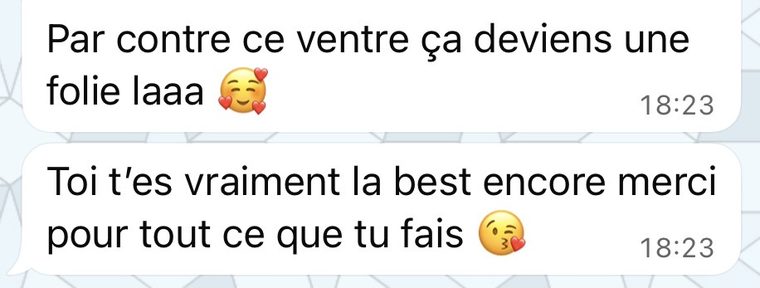 Message d'une coachée : Toi t'es vraiment la best, encore merci pour tout ce que tu fais.